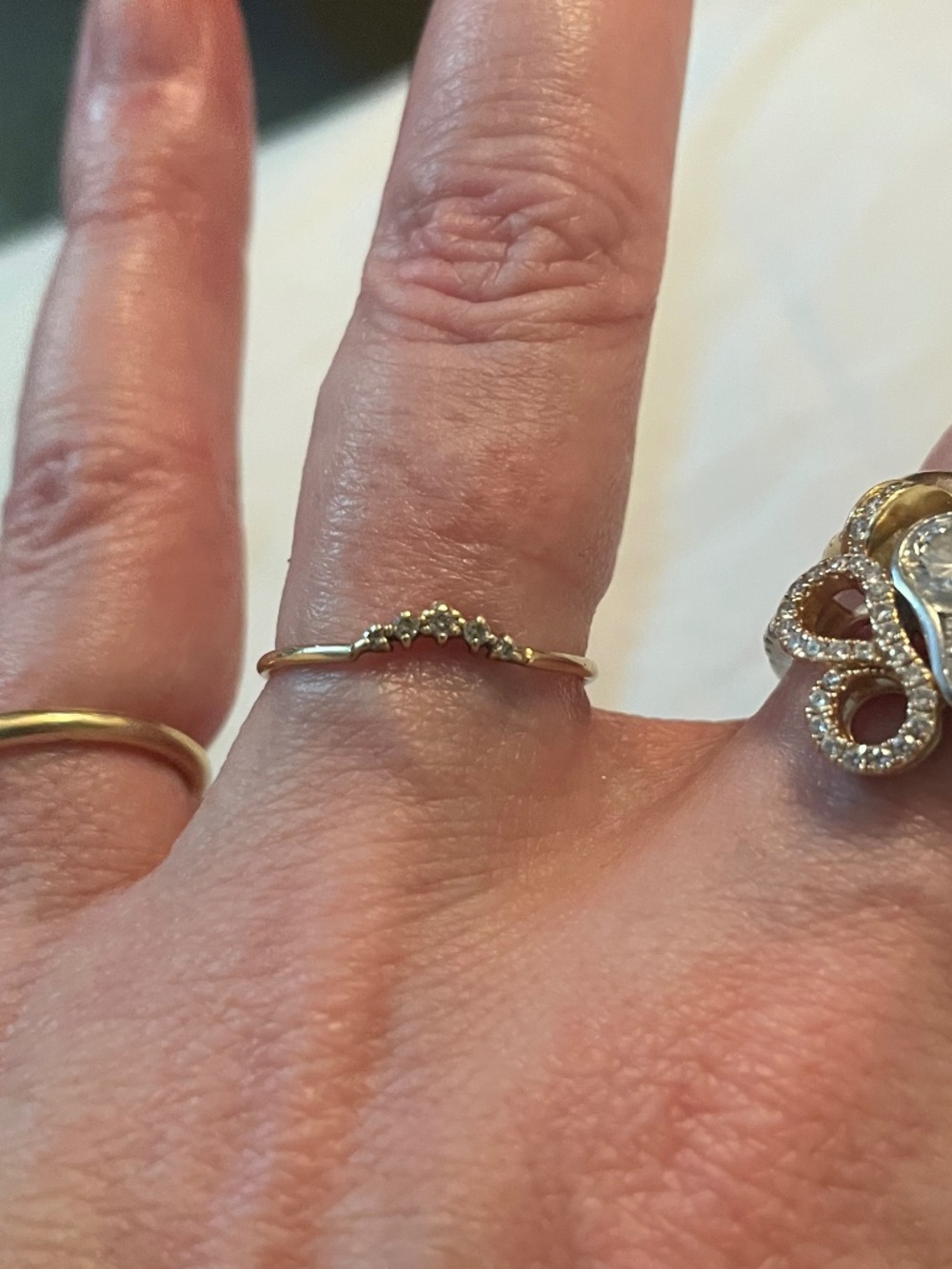 Audry Rose 14K gold with diamonds "stacking ring size four